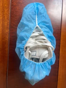 Dark Blue Nonwoven Shoe Covers With Eco Friendly Elastic and Anti Slip Abrasion Resistant Customizable in Size and Weight