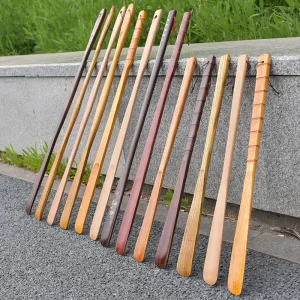 Decorative Shoehorn Long Handle Extended Reach for Women Men Kids Seniors Disabled Natural Wood Shoe Horn