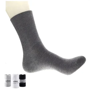 Diabetic Combed Cotton Crew Socks Nano Sliver Deodorant Breathable Solid Color Antibacterial Spring Body Loose