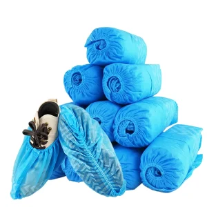 Double Elastic Reinforced Nonwoven Shoe Covers With Anti Slip Printed Pattern On Sole And Full Elastic Wrap Does Not Fall Off