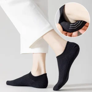 Double Needle Antibacterial Deodorant Boat Socks Women’s Spring Summer Cotton Silicone Non Slip Shallow Invisible Casual No Show