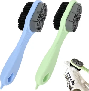 Double Sided Shoe Brush for Cleaning Soft Bristled Silicone Cleaner Shoe Scrubbing Multifunctional Long Handle Cleaning Brush