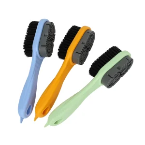Double Sided Suede Brush Sneakers Cleaning Long Handle Rubber Dual Purpose Leather Shoes Suede Care Shoe Brush