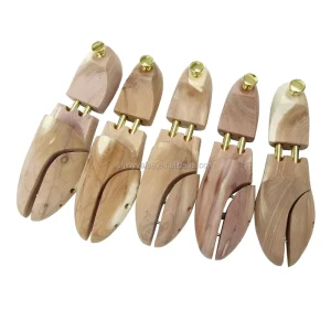 Double Tube Lotus Firm Wood Professional Adjustable Shoe Tree with Metal Top Original Wood Color Sizes 35 48