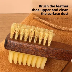 Double-sided Wood Handle Suede & Nubuck Leather Shoe Brush for Stain Cleaning for Suede Household Use