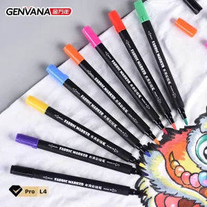 Dual Tip Fabric Marker Pens Brush Round Tip Permanent Textile Markers for T-shirt DIY Painting Graffiti Art Supplies