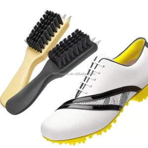 Durable Golf Shoes Brush Dirt Mud Remover Nylon Cleaning Bristles with Shoehorn Handle and Spike Wrench