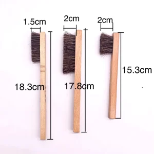 Durable Portable Shoe Seam Cleaning Brush With 100% Horse Hair 2CM Bristles And Wooden Handle