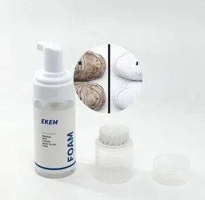 EKEM Private Label 120ml White Shoe Cleaner Leather Knit Canvas Suede PU Foam Sneaker Cleaner Kit with Brush Head
