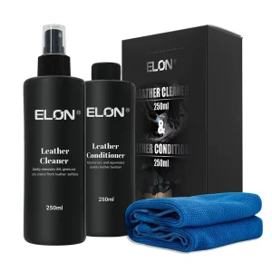 ELON Alcohol Free Plant Extract Leather Cleaner Conditioner Care Kit for Shoes Suede Nubuck 250ml Spray Cloth Neutral