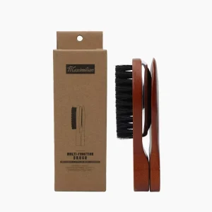 Eco Friendly 3 in 1 Garment Maintenance Tool with Bristle Brush and Wood Handle Clothes Brush Lint Remover Shoe Horn Combo