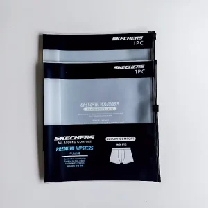 Eco Friendly Custom Dust Proof PE Transparent CPE Frosted Zipper Packaging Plastic Bags for Underwear
