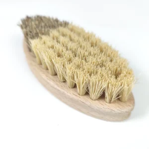 Eco Friendly Oval Shape Shoe Brush with Tampico Fiber Wooden Handle for Household Cleaning