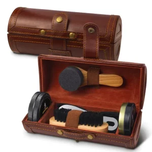 Elegant 7pcs Leather Shoe Cleaning Kit with Travel PU Case for Men Shoe Polish Set Kit for Shoe Care and Cleaning