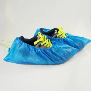 Embossed Surface CPE Shoe Covers Blue Color
