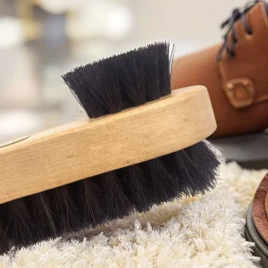 Environmentally Friendly Natural Horsehair Shoe Brush Kit Soft Cleaning Beeswax Polish Beech Wood Brushes OEM