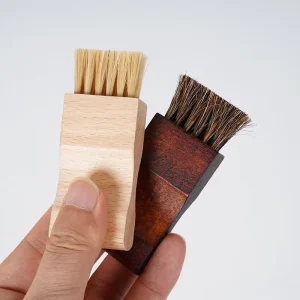 FF5984 Leather Care Dusting Brush Shoe Polish Applicator Brush Beech Wood Handle Horsehair Brush
