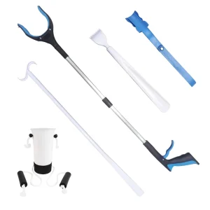 Factory Aid Kit for Elderly, Plastic and Stainless Steel Sock Assistant Device, No-Bending Aid for Putting on Socks