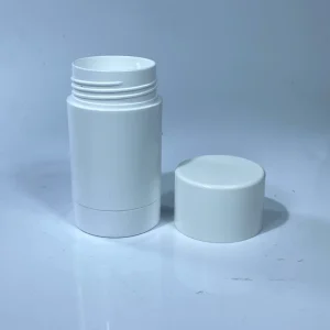 Factory Can Custom Empty Plastic Cosmetic Round Twist up Tube Packaging for 50 g Glossy All White Deodorant Stick Container