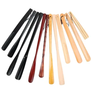 Factory Custom LOGO Lazy Shoe Helper Durable Long and Short Handle Wooden Shoe Horn