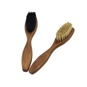 Factory Custom Logo Long Handle Pig Hair Wooden Shoe Shine Brush