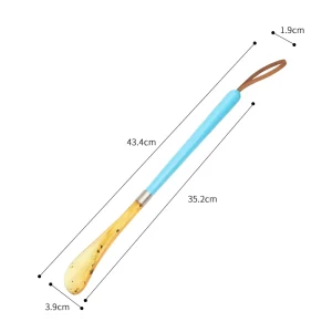 Factory Custom Logo Shoehorn Shoe Helper Long Wooden Handle Plastic Shoe Horn for Men and Women
