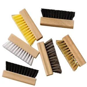 Factory Custom Logo Sneaker Cleaning Brush Horsehair Plastic Bristles Shoe Brush Wooden Shoe Cleaning Brushes