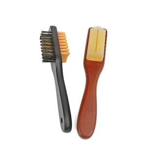 Factory Custom Logo Solid Wood Double sided Fleece Shoe Cleaning Brush Rubber Copper Wire Brush