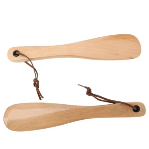 Factory Custom Logo Wooden Shoehorn Shoe Spoon Short Handle Lazy Shoe Helper Wood Shoe Horn