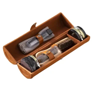 Factory Direct Supply 4 Piece Shoe Polishing Kit Polish Brush Leather Shoes Maintenance Oil Black Colorless Leather Case