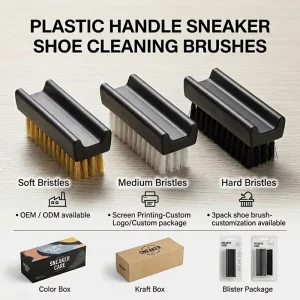 Factory OEM 3PCS Plastic Handle Shoe Brush Set Soft Medium Hard Bristles Shoe Cleaning Brush for All Shoes Sneakers