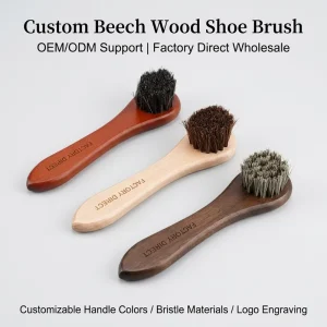Factory Supply Custom Logo Horsehair Shoe Polish Brush Shoe Shine Clean Dauber Brush Applicator for Leather Boot Bag Cleaning