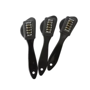 Factory Supply Custom Logo Plastic and Copper Wire 4 Way Brush Shoe Cleaning Brush for Boots Shoes Leather Jackets