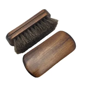 Factory Supply Customized Logo Eco Natural Wood Handle Suede Leather Cleaning Polish Brush Bath Brushes Sponges Scrubbers