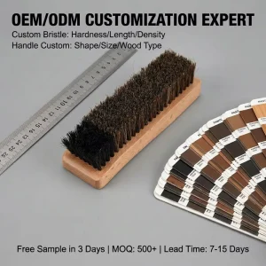 Factory Supply Horsehair Shoe Care & Polishing Brush Set Solid Wood Long Handle Grip Hanging Loop OEM ODM Available