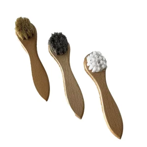 Factory Supply Wooden Shoe Shine Brush Horse Hair Suede Leather Shoe Polish Brush