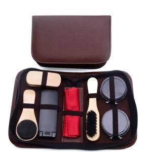 Fancy Shoe Cleaning Tools Kit PU Case Premium Shoe Polish Set Men Women Shoe Shine Box Boot High Heel Customized Color
