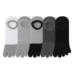 Five toe Men Boat Socks Summer Thin Mesh Breathable Cotton Spandex Antibacterial Deodorant Sweat Absorbing Toe Socks