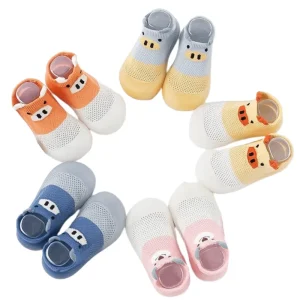 Floor Baby Shoes Socks Print New First Walking Soft Soled Breathable Cute Child Non Slip Cartoon Custom Genuine Leather 2 Pcs