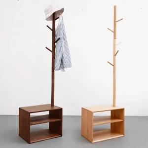 Front Door Living Room Mudroom Entryway Coat Stand Set Hall Tree Bench Shoe Rack Storage Seat Wooden Shoe Bench with Coat Rack