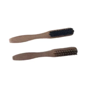 Genuine Horse Hair Shoe Polish Applicator Brush Set Wooden Dauber Leather Footwear Cleaner