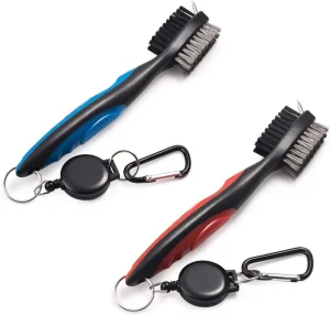 Golf Club Brush Groove Cleaner with Retractable Zip line and Aluminum Carabiner Cleaning Tools