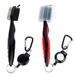 Golf Double-Sided Magnetic Attachment Cleaning Brush with Stainless Steel Wire and Nylon Bristles for Golf Club Cleaning Tool