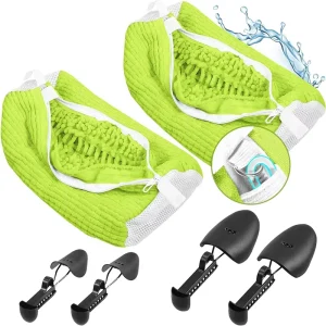 Green Adjustable Shoe Trees Washer Dryer Sturdy Zipper Hook Reusable Cleaning Shoe Washing Bag for Washing Machine Laundry Shoe