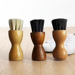 Hard Wood Gourd Shape Mini Shoe Polish Brush for Horse Hair Pig Hair Applying Paste Cream Waxes Gels