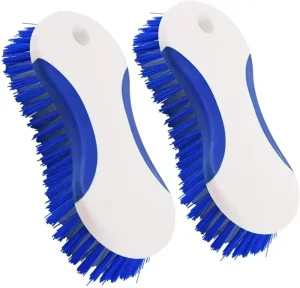 Heavy Duty Scrub Brush White PP Handle + Blue Stiff Bristles Ideal for Bathroom Kitchen Floor & Tile Grout Cleaning