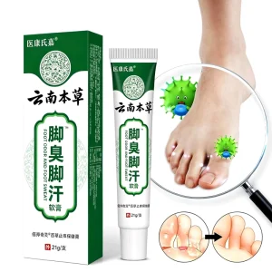 Herbal Foot Care Cream Anti Itch Sweat Odor Control Repairs Cracked Peeling Feet 21g/Box with Herbal Fragrance