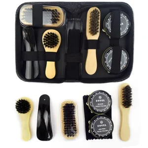 High Quality PU Leather Shoe Polish Cleaning Brushes Kit Shoe Care Kits