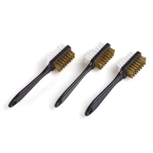 High Quality Portable 2 Side Plastic Handle Shoe Brush with Copper & Rubber Hair for Suede Shoe Cleaning