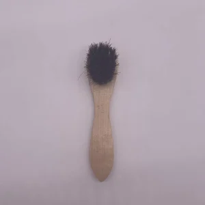 High Quality Round Tip Small Shoe Brush Horse Hair Wooden Handle 2cm Bristles Hanging Loop Cleaning Brush